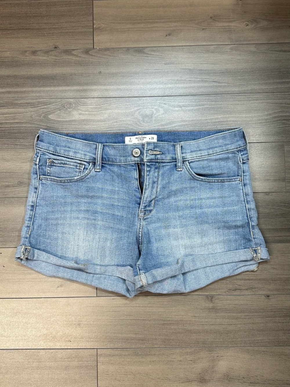 Abercrombie & Fitch Light Blue Denim Shorts with Zip Fly